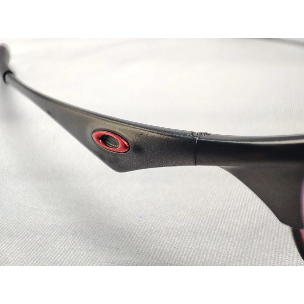 Oakley Wiretap 1.0 Sunglasses Gunmetal Red Iridium Mirror Wrap Vintage 2000s